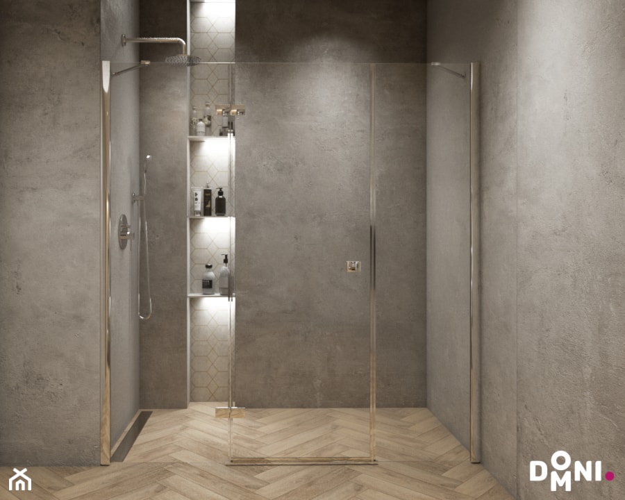 Beton i drewno w nowoczesnej łazience - Łazienka, styl skandynawski - zdjęcie od Domni - sklep & portal wnętrzarski