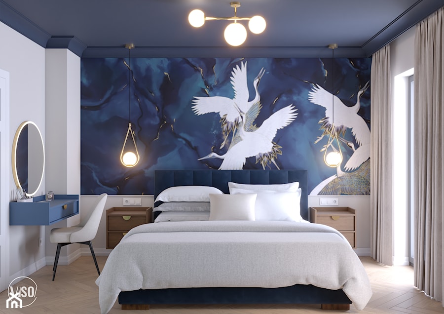 Elegancka sypialnia w stylu New Hamptons - zdjęcie od VISO Pracownia Projektowa
