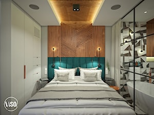 Sypialnia z przeszkloną lazienką - zdjęcie od VISO Pracownia Projektowa