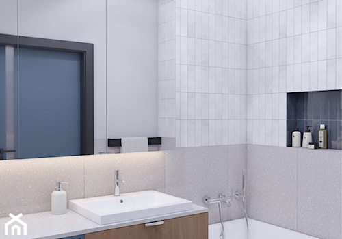 Łazienka w stylu industrialnym z niebieskimi akcentami - zdjęcie od VISO Pracownia Projektowa