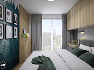 Nowoczesna sypialnia z zielonymi dodatkami - zdjęcie od VISO Pracownia Projektowa