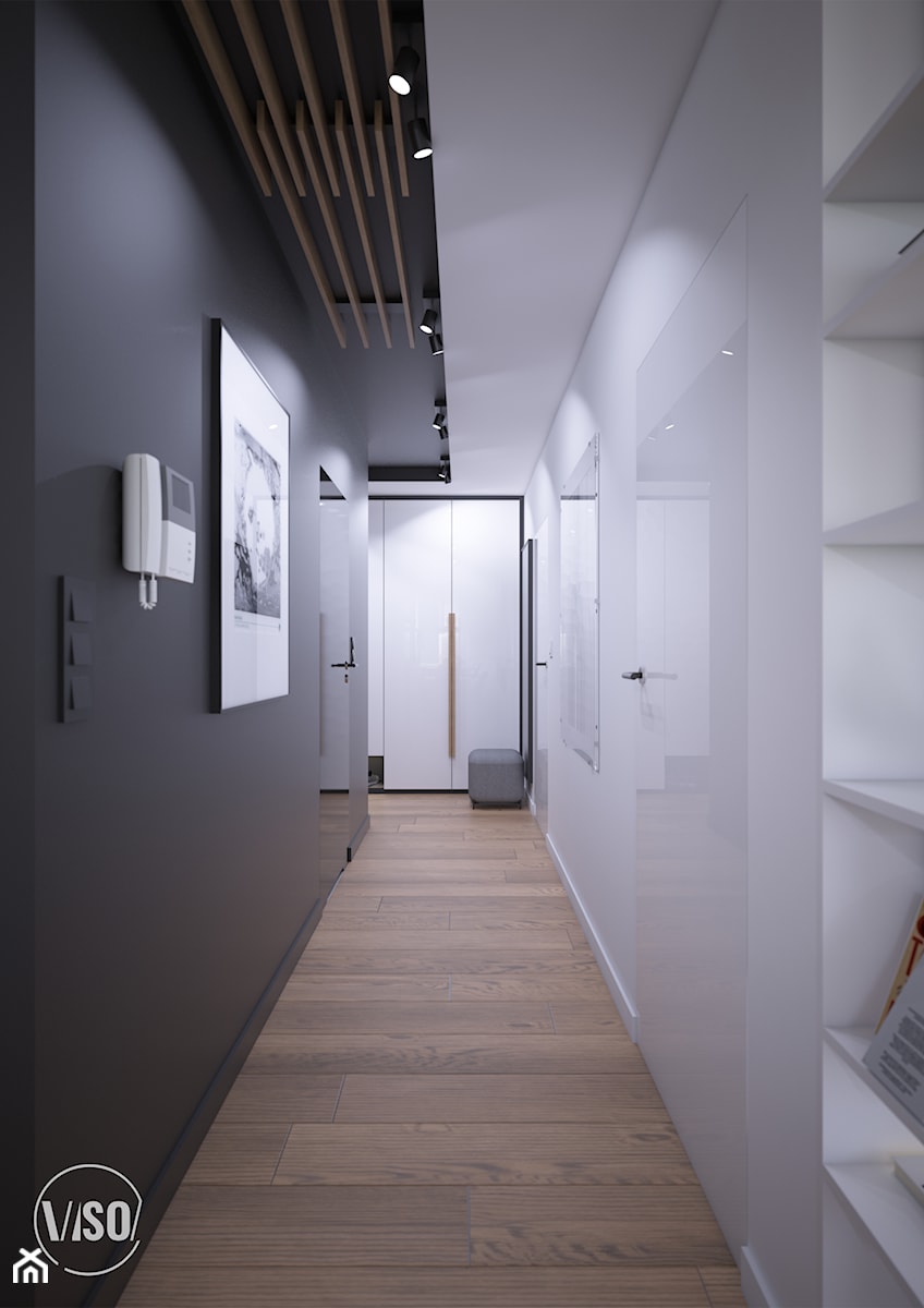 Czarno-biały korytarz - zdjęcie od VISO Pracownia Projektowa