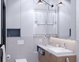 Loftowa łazienka z niebieskimi akcentami - zdjęcie od VISO Pracownia Projektowa - Homebook