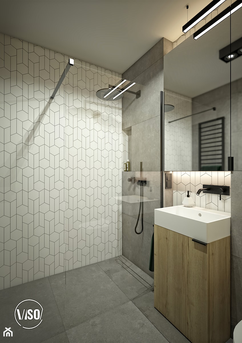 Nowoczesna łazienka z elementami loftowymi - zdjęcie od VISO Pracownia Projektowa
