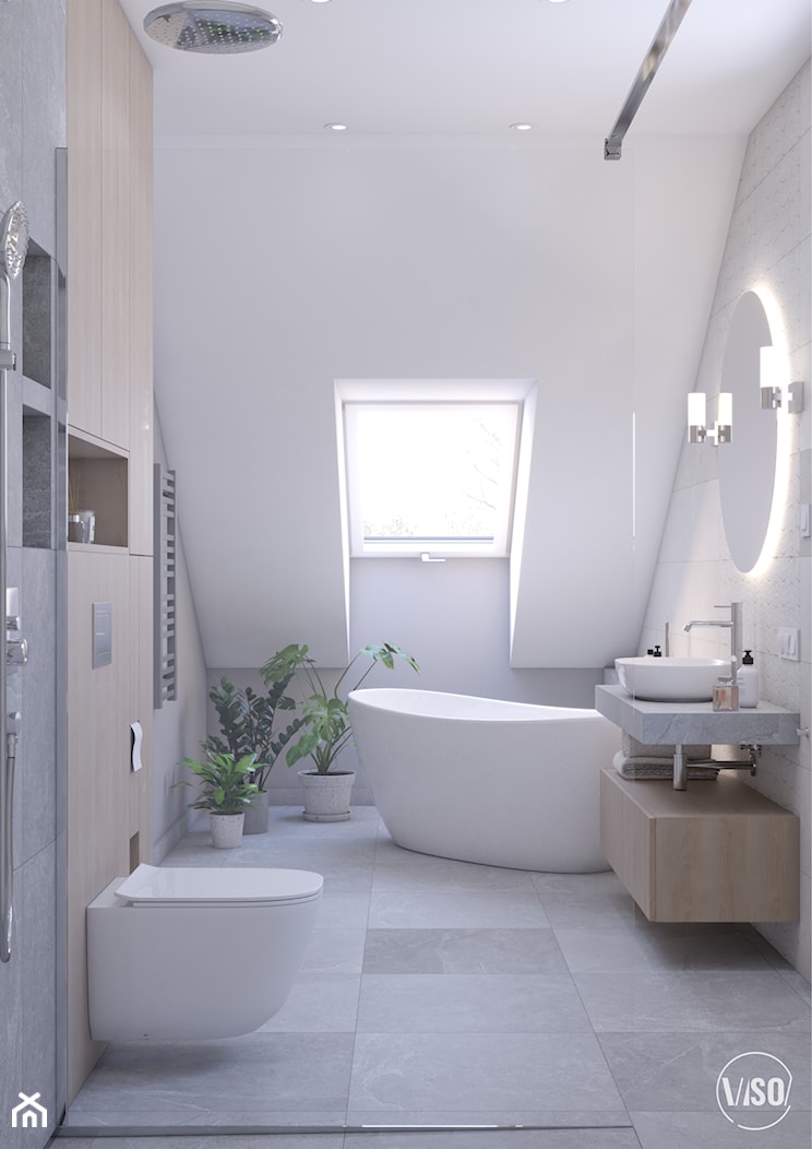 Duża łazienka w ciepłych kolorach - zdjęcie od VISO Pracownia Projektowa - Homebook