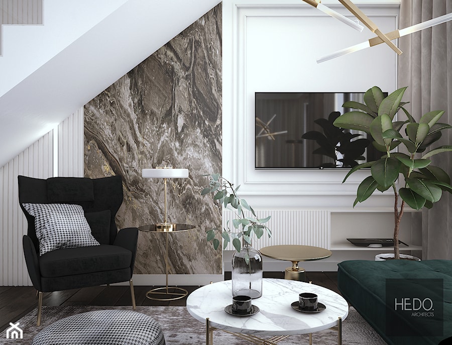 Salon w domu na warszawskim Wawrze - zdjęcie od Hedo Architects