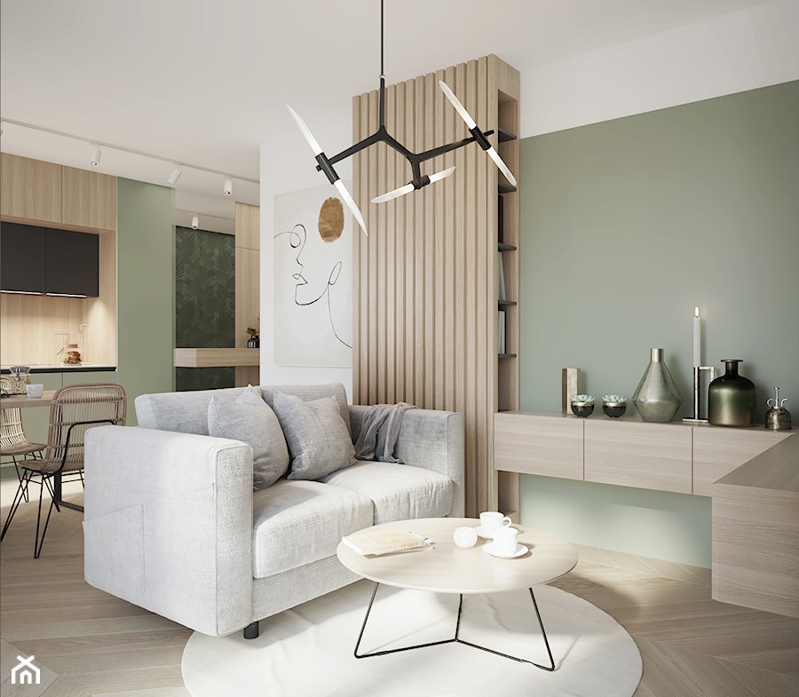 Salon z aneksem kuchennym - zdjęcie od Hedo Architects