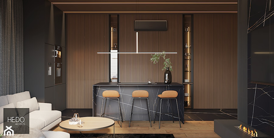 Salon z aneksem kuchennym Hedo Architects - zdjęcie od Hedo Architects