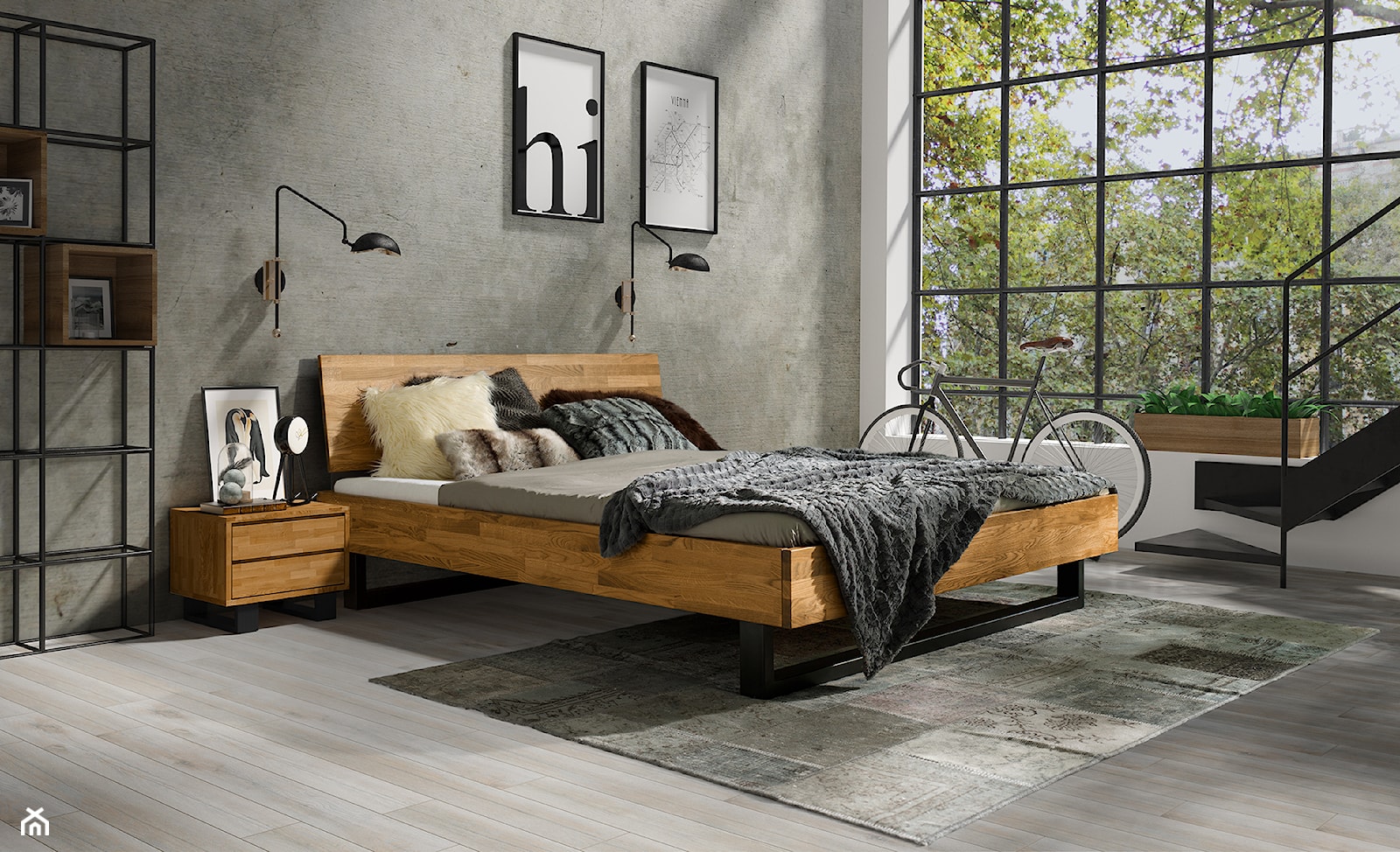 Dębowa sypialnia Fado w stylu industrialnym - zdjęcie od Soolido - Homebook
