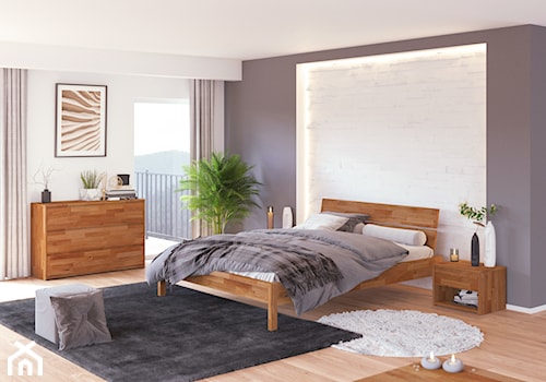 Sypialnia w nowoczesnym stylu z dębowymi meblami - zdjęcie od Soolido