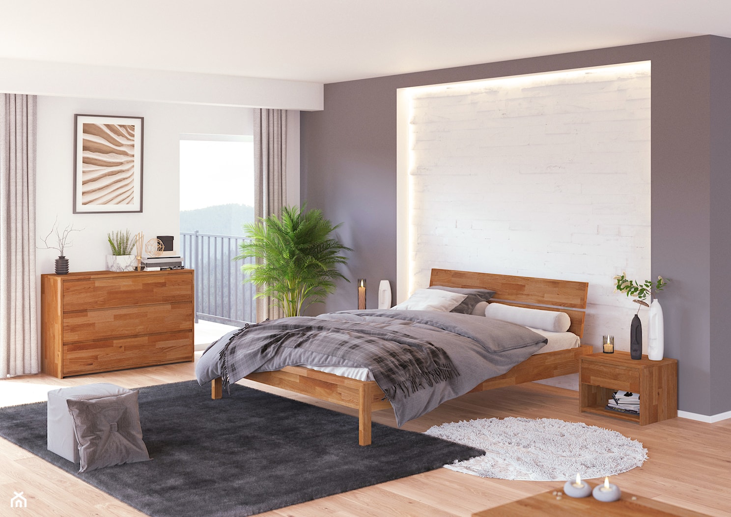 Sypialnia w nowoczesnym stylu z dębowymi meblami - zdjęcie od Soolido - Homebook