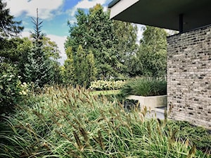 Ogród nowoczesny z trawami ozdobnymi w donicach z betonu architektonicznego - zdjęcie od Plantum Design_Landscape Design Team doing our best to create outdoor spaces for people