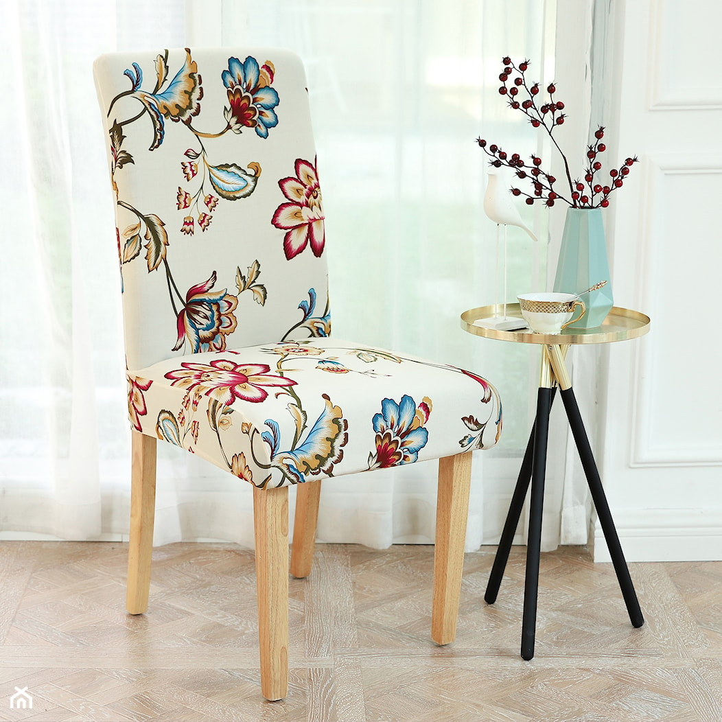 Pokrowiec na krzesło elastyczny kwiaty - zdjęcie od shoperly - Homebook