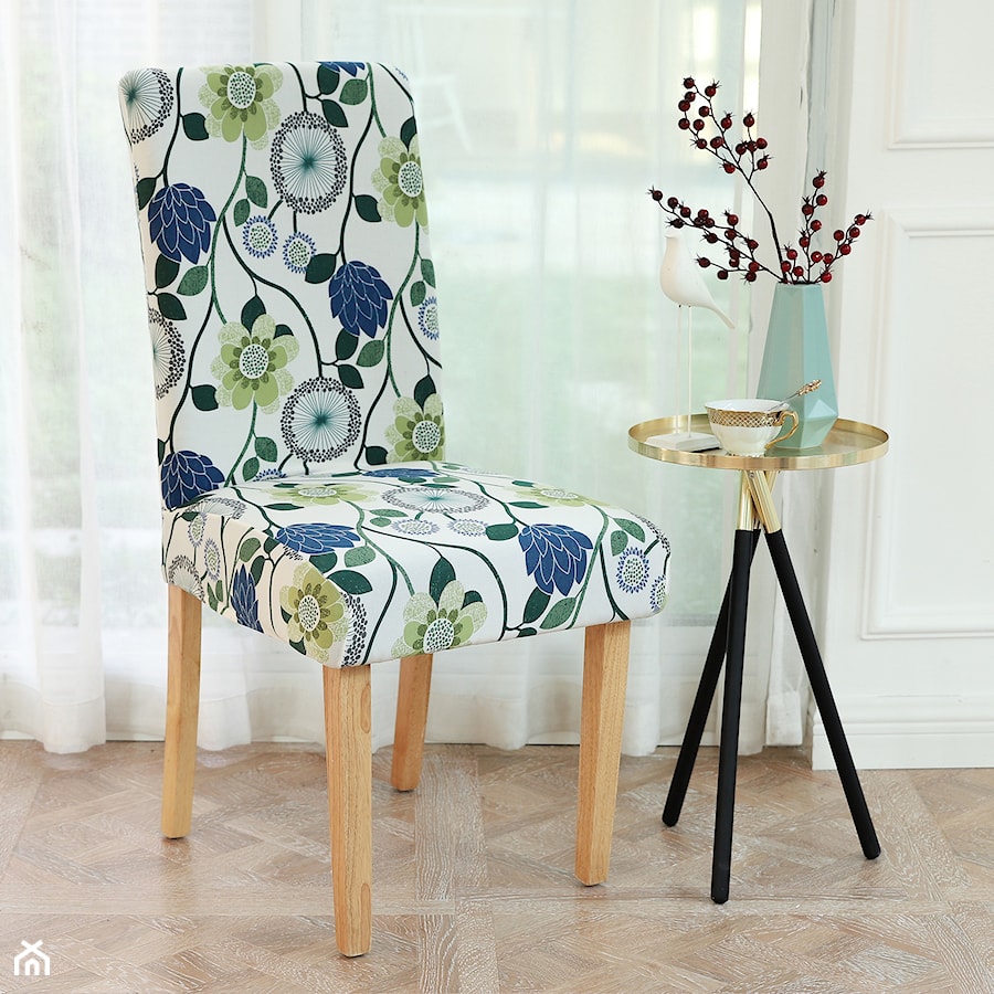 Pokrowiec na krzesło elastyczny kwiaty - zdjęcie od shoperly