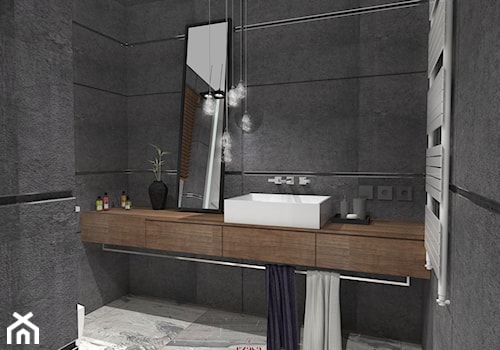 Stormy Monday - Mała bez okna z lustrem z marmurową podłogą łazienka, styl industrialny - zdjęcie od Rząsa Home Designer