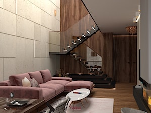 Rose Dusk - Mały szary salon z jadalnią, styl nowoczesny - zdjęcie od Rząsa Home Designer