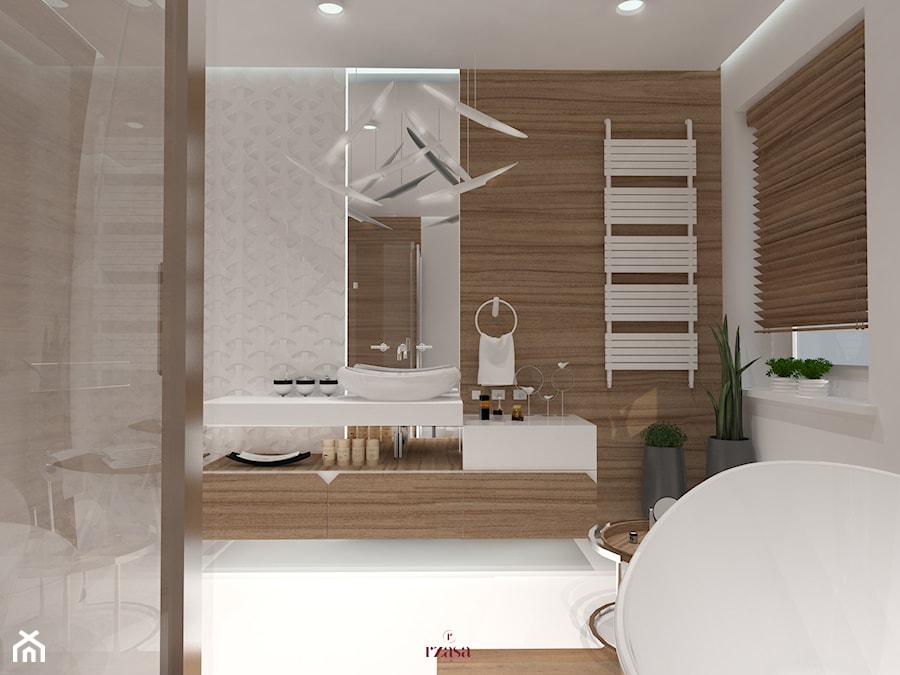 Classic Trend Appreciation - Średnia z lustrem łazienka z oknem, styl skandynawski - zdjęcie od Rząsa Home Designer