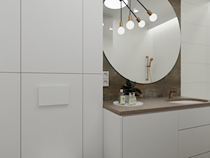Łazienka widok na zabudowę wc i umywalki z pralką - zdjęcie od mou studio