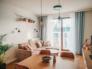 Mieszkanie Pani Julii - Mały biały szary salon z jadalnią, styl nowoczesny - zdjęcie od Inspiracje użytkowników