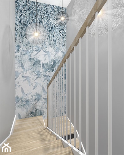 Drewniane schody z elementem bieli - zdjęcie od Modelim