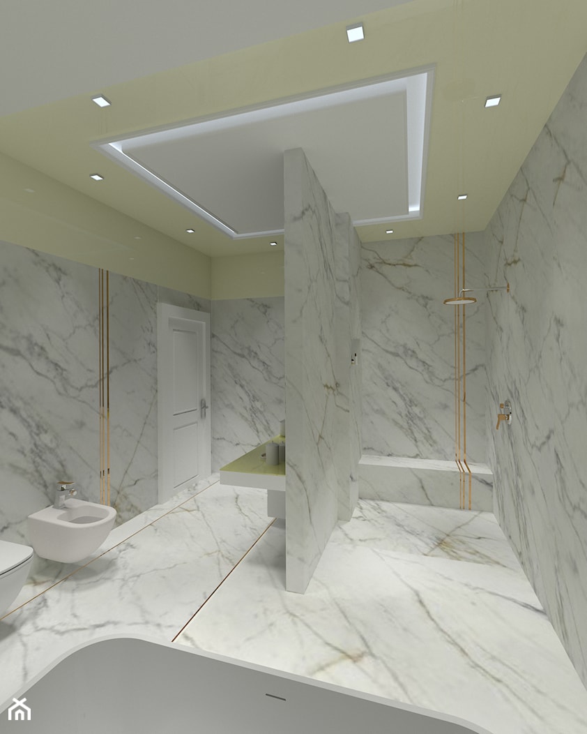 Łazienka marmurowa z kolorystycznym akcentem - zdjęcie od Modelim - Homebook