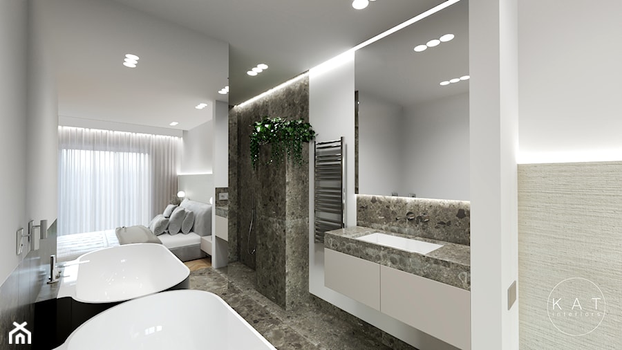 Sypialnia z otwartą łazienką - Łazienka, styl nowoczesny - zdjęcie od KAT interiors