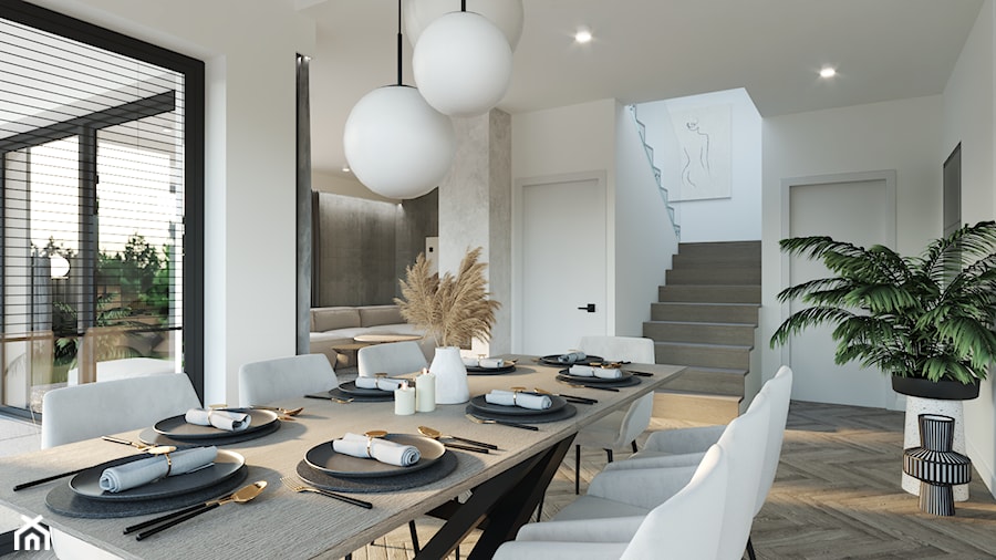 Salon z jadalnią - Jadalnia, styl minimalistyczny - zdjęcie od KAT interiors
