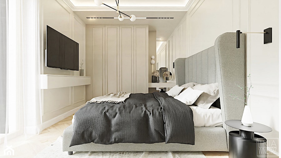 Sypialnia w stylu modern classic - zdjęcie od LINIA WNĘTRZ - PROJEKTOWANIE WNĘTRZ DOMÓW I MIESZKAŃ