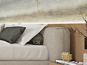 Przestronna sypialnia z tapetą