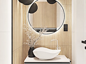 Lustro okrągłe w toalecie | LINIA WNĘTRZ Aneta Marszolik - zdjęcie od LINIA WNĘTRZ - PROJEKTOWANIE WNĘTRZ DOMÓW I MIESZKAŃ