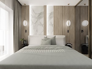Sypialnia z marmurem i drewnem