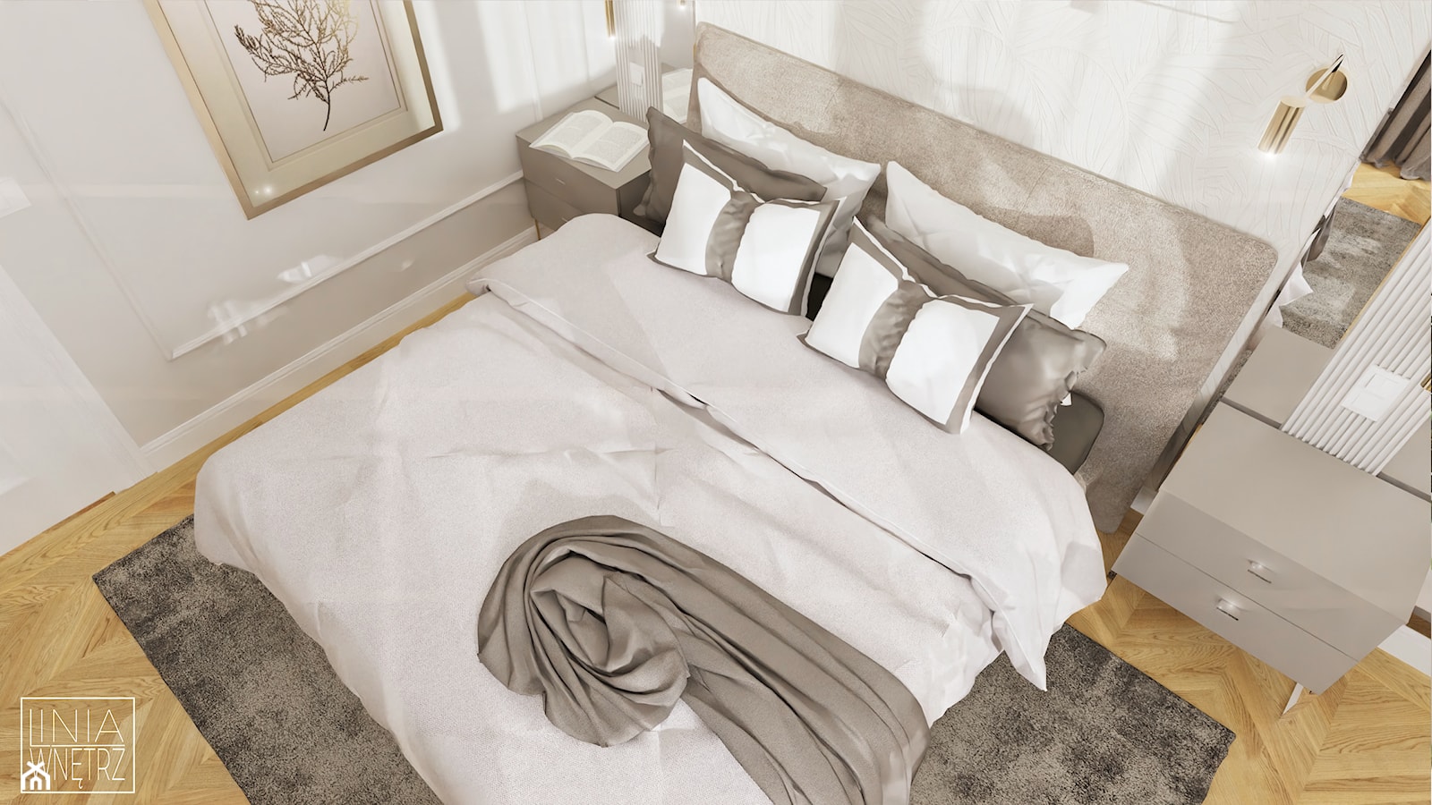 Łóżko tapicerowane - zdjęcie od LINIA WNĘTRZ - PROJEKTOWANIE WNĘTRZ DOMÓW I MIESZKAŃ - Homebook