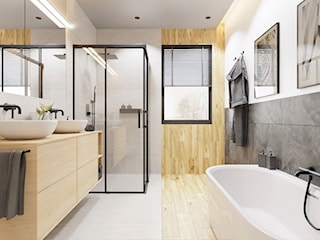 Nowoczesna łazienka z wanną i prysznicem