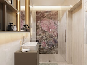 Projekt przytulnej, eleganckiej łazienki z różowym akcentem - zdjęcie od LINIA WNĘTRZ - PROJEKTOWANIE WNĘTRZ DOMÓW I MIESZKAŃ