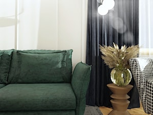Pokój gościnny z zieloną kanapą
