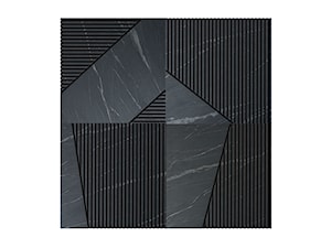 Dekoracja ścienna – czarny kamień ze żłobieniami, laminat, w rozmiarze 100×100 cm | IRREGULAR #41 - zdjęcie od OVO