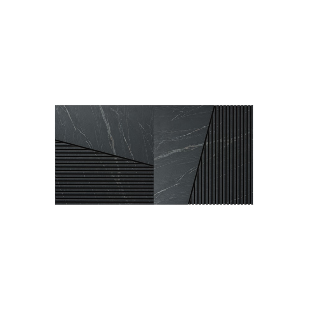 Dekoracja ścienna – czarny kamień ze żłobieniami, laminat, w rozmiarze 100×50 cm | IRREGULAR #21 - zdjęcie od OVO - Homebook