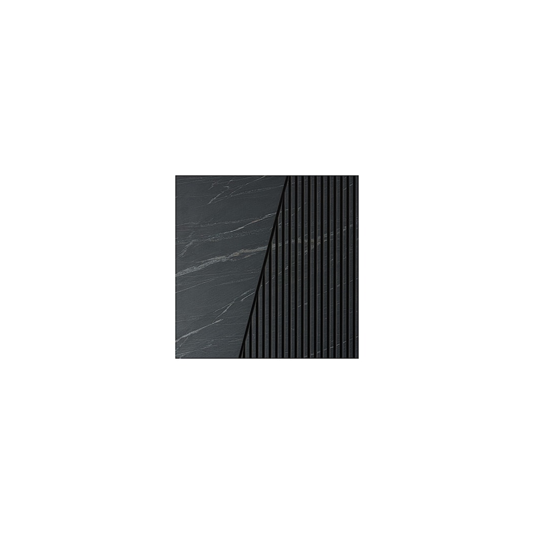 Dekoracja ścienna – czarny kamień ze żłobieniami, laminat, w rozmiarze 50×50 cm | IRREGULAR #11 - zdjęcie od OVO - Homebook
