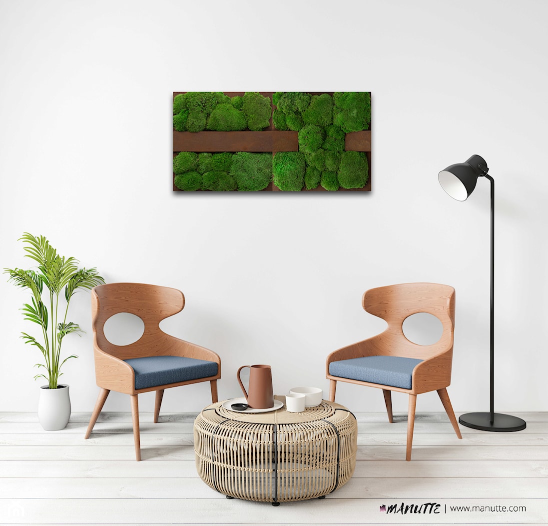 Panel ścienny z naturalnego mchu oraz rdzy, w rozmiarze 100×50 cm | BLINK #21 - zdjęcie od OVO - Homebook
