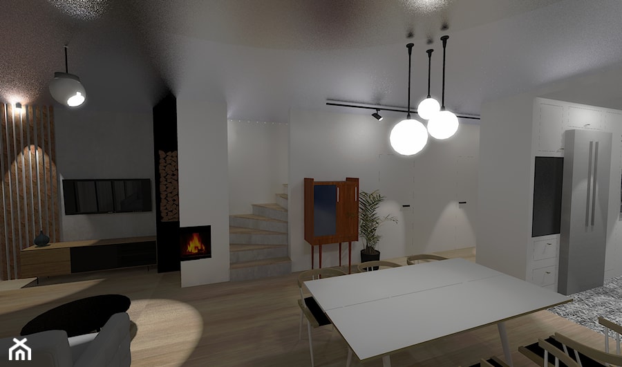 Dom szeregowy w Karwianach - Salon, styl nowoczesny - zdjęcie od Moie Studio - Autorskie studio projektowania wnętrz
