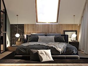 Projekt sypialni z garderobą - Sypialnia, styl nowoczesny - zdjęcie od Żeromska Projektowanie wnętrz