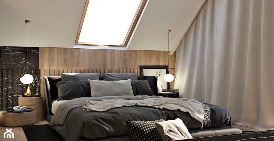 Projekt sypialni z garderobą - Sypialnia, styl nowoczesny - zdjęcie od Żeromska Projektowanie wnętrz
