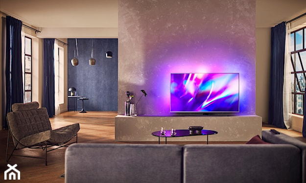 telewizor w salonie, TV do salonu, TV philips ambilight