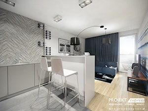Salon - stylizowany w kierunku marynistycznym, morskim w nowoczesnej odsłonie - zdjęcie od PROJEKT express