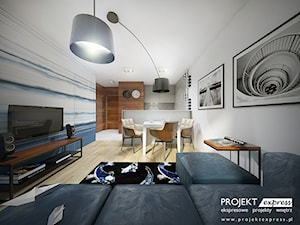 Salon - stylizowany w kierunku marynistycznym, morskim w nowoczesnej odsłonie - zdjęcie od PROJEKT express