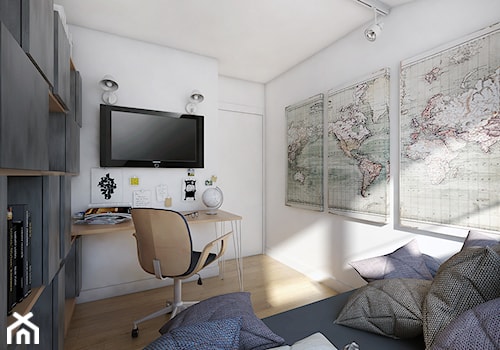Małe domowe biuro na poddaszu - Home Office - w stylu nowoczesnym, tylko 7 mkw! - zdjęcie od PROJEKT express