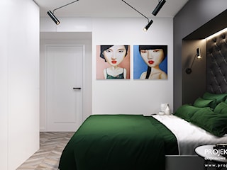 Elegancki apartament - 32 mkw - jodełka na podłodze, tapicerowane łóżko, zieleń