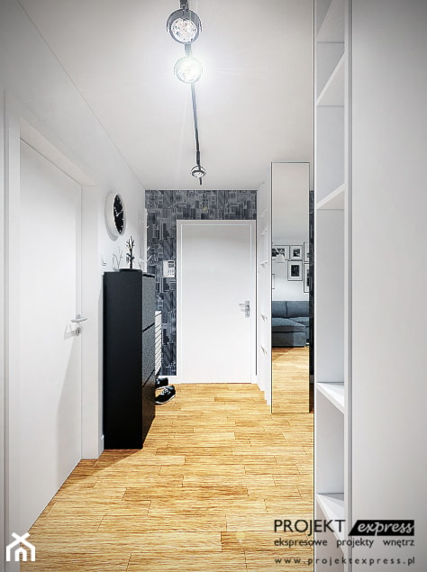 Strefa dzienna mieszkania w bloku - salon i korytarz - 31 mkw - zdjęcie od PROJEKT express - Homebook
