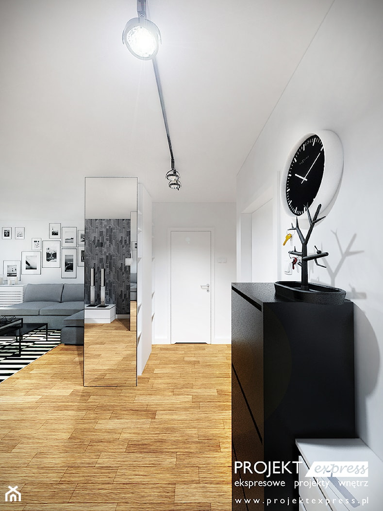 Strefa dzienna mieszkania w bloku - salon i korytarz - 31 mkw - zdjęcie od PROJEKT express - Homebook