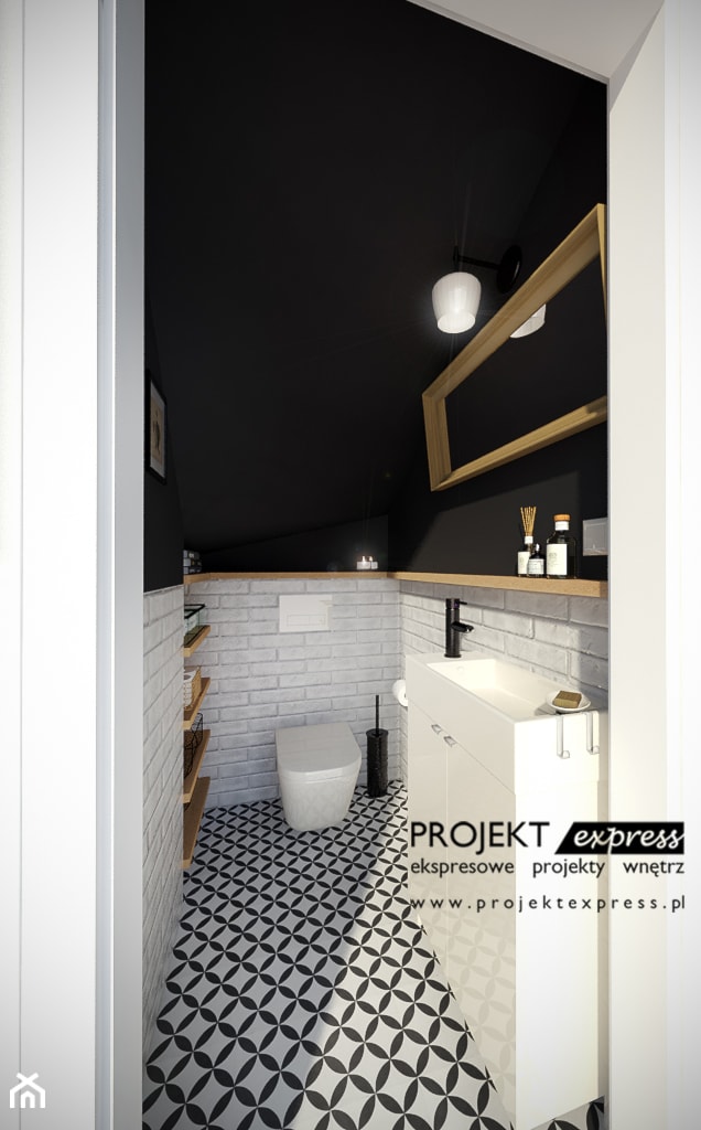 Toaleta pod schodami - 1,7 mkw - w dwóch wersjach - klasyczna vs. nowoczesna - zdjęcie od PROJEKT express